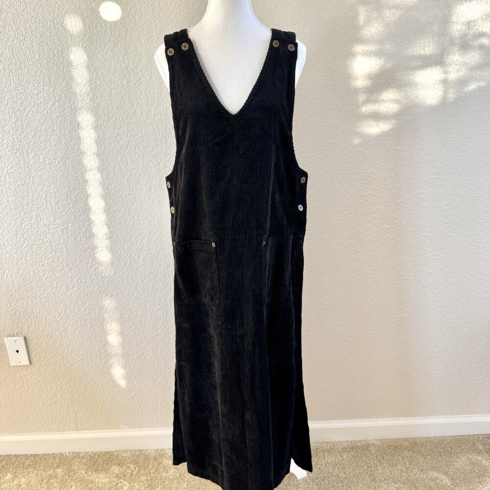 JLNY Black Coduroy Dress Jumper Overalls M Sleeveless 100% Cotton Vintage Y2k